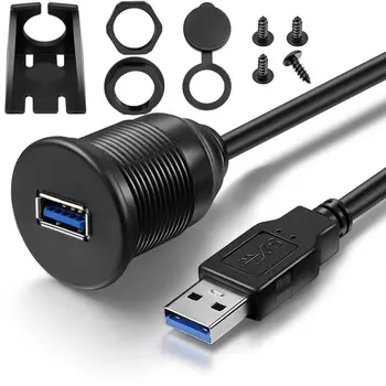 Водоустойчив USB Адаптер-Док-станция За Скрит Монтаж, контролен Панел, USB 3.0 Порт, Удължител от Мъжете, за Жената, за Автомобил, Мотоциклет