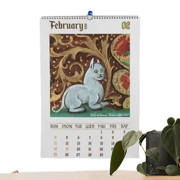Стенен календар Сладка Котка в 2024 година, Окачен Годишен стенен календар за котки, планер ежедневников за любителите на котки, планиране на графици за дома