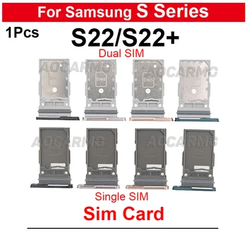 Черен, бял, Розов За Samsung Galaxy S22 Plus S22 + С една и С две Sim-карти, титуляр на тавата за sim-карти, жак за ремонт, Резервни части