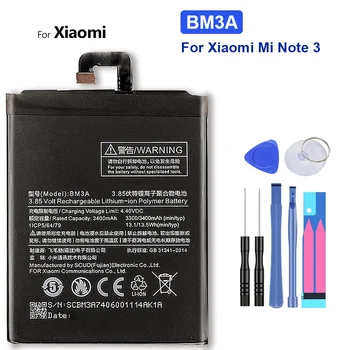 Подмяна на батерията на телефона BM3A за Xiaomi Mi Note 3, батерии за мобилни телефони Note3 голям капацитет, безплатни инструменти, 3300 mah