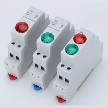 Сигналната лампа на DIN-шина Led индикатор за захранване на Сигналната лампа за закрепване AC220v DC 24v зелена и червена индикация за стартиране, спиране на работата JD9