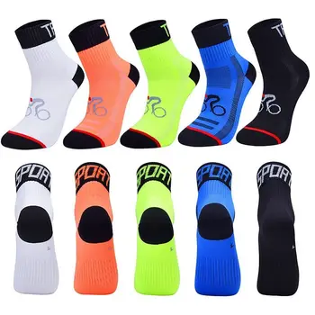 1 чифт найлонови велосипедни чорапи, трайни нескользящие дишащи Колоездене, чорапи, цветни ежедневни спортни чорапи за бягане