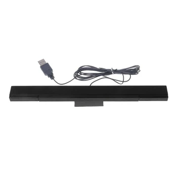 Жичен тъчпад, USB за WII, преносим приемник на сигнала инфрачервен датчик за движение с ИНФРАЧЕРВЕН лъч за системата на Wii с поставка-черен