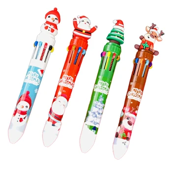 1/4шт 0,5 мм Коледна 10-цветна химикалка писалка Дядо Коледа, канцеларски материали, ученически пособия и подаръци за децата