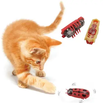 Батерия Работи, разклащане бяга, Забавни Автоматично Интерактивни аксесоари за домашни любимци, Електрическа играчка за котки под формата на калинка, Електрически играчки за домашни любимци