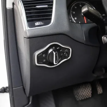 Бутон за включване на предните фарове на автомобила от неръждаема стомана, декоративна рамка, накладки за Audi A4 B8 2009-2016 Q5 Аксесоари за фарове на светлината