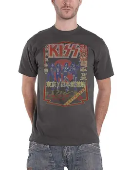 Тениска Kiss с логото на японската група Destroyer Tour 78, нова мъжка тъмно сива