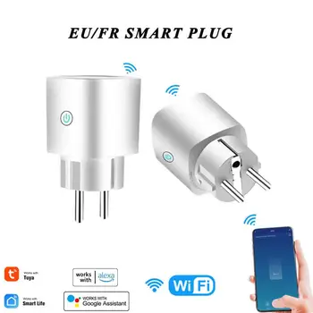 ЕС Wifi Smart Plug WiFi Двухрежимный Хронометражный Измерване на мощност Умна розетка Работи с Алекса Home