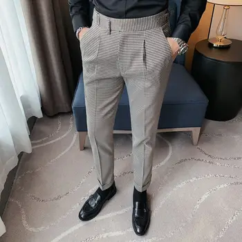 2023 Пролет Лято Висококачествени Луксозни прави панталони за бизнес костюм Мъжки памучни Дизайнерски Елегантни Ежедневни и Официални панталони A108