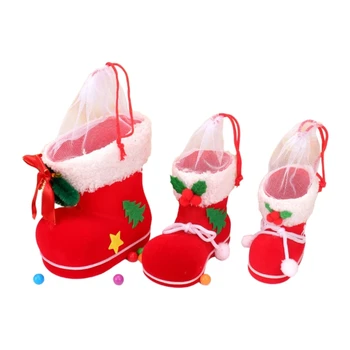 Коледни Обувки с бонбони Чанта за окачване на Коледни Чорапи Весели Коледни Чорапи За окачване на Елха Украса за камината Декор