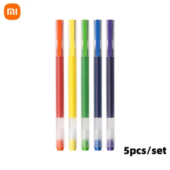 5шт Xiaomi Суперпрочная гел писалка за запис 0,5 мм Цветна версия на Офис химикалка за подпис Mijia Sign Pen Мастило Канцеларски материали за обучение Gelpen