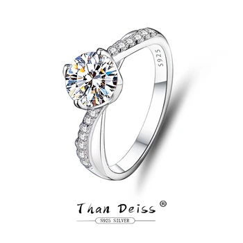 Муассанит 925 сребро, 1 карата, Вълнообразни диаманти, диамантен Пръстен за жени, Сватбена Класически пръстен с регулируема каишка D-цветове, Фини бижута, подарък за жена