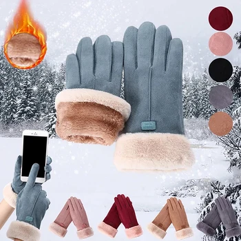 Нови Модни Дамски Ръкавици за Есен-Зима, Сладки Пухкави Топли Ръкавици с един пръст, Ръкавици без пръсти С Пълни Пръсти, Дамски Спортни Ръкавици На Открито