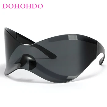 DOHOHDO 2024 Нови Слънчеви Очила Голям Размер За Жени И Мъже Sense Technology Y2K Пънк Слънчеви Очила Марка Дизайнерски Очила Без Рамки UV400