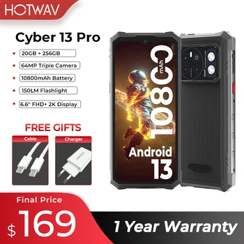 HOTWAV Cyber 13 Pro За трайни устройства с Android Глобалната версия на 150ЛМ Фенерче 20 + GB 256 GB 6,6 