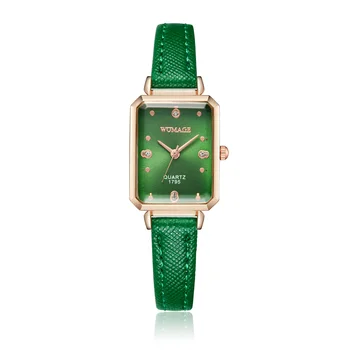Луксозни часовници с циферблат за жени, дамски кварцов квадратни цифров часовник, Кожена каишка, ръчни часовници, Водоустойчиви часовници за подарък
