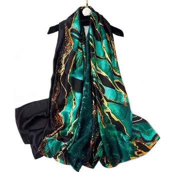 Пролетен шал, женски шал луксозен дизайн, Копринен лъскав шал, Мека мюсюлманска превръзка на главата, плажен шал 85x180 см