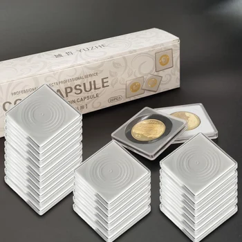 20pcs Органайзер за събиране на Прозрачна кутия за съхранение на монети калъф за капсули Контейнер Квадратен мини-кутия за съхранение на Предмети от бита