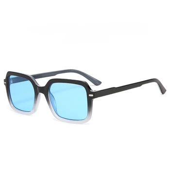Модерни Правоъгълни Луксозни Дамски Слънчеви очила Винтажного марка, Дизайнерски дрехи, контрастен цвят, Мъжки Нитове, Градиентные Слънчеви Очила с UV400