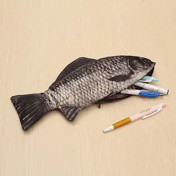 Калъф за моливи във формата на риба с Капацитет имитация каракуда, чанта за писалки, прахоустойчив преносим канцелярский калъф за моливи за момчета и момичета
