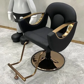 Лифт за фризьорски салон Обърнато стол За интериора на Специален стол за подстригване на коса, която може да се обърне с главата надолу, Стол за подстригване, Златна шаси, Луксозен Инструмент за салон за красота
