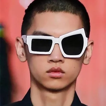 Модни Нередовни Квадратни Слънчеви Очила На Мъжката Модна Марка Дизайнер Самоличността На Слънчеви Очила Мъжки Бели Черни Огледални Oculos De Sol
