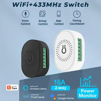 Sasha 16A Wifi + RF 433 Мини Превключвател С Ключ за Захранване Двустранно Реле Таймер Smart Life Breaker Работи С Алекса Home