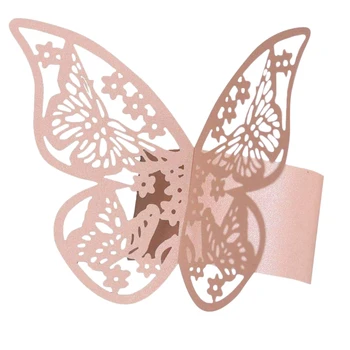 50шт 3D Пръстени за салфетки хартия с пеперуди за сватби, украса на маса за салфетки с пеперуди