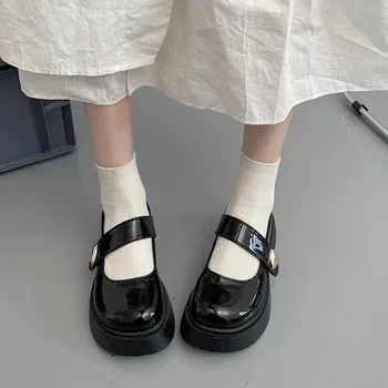 2024 г., Нови Дамски Летни Дизайнерски обувки на платформа и loop, Елегантни, Ежедневни Студентски обувки Mary Jane, с Кръгло Бомбе, Sapato Feminino