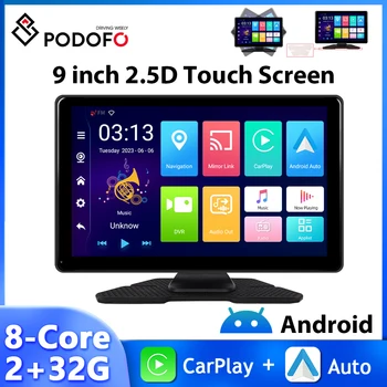 Podofo 9-инчов Автомобилен Монитор WIFI 2 + 32G Таблото HD Екран Carplay Android Авто Тире Помещение Умна Автомобилна Система DVR Авто Стерео