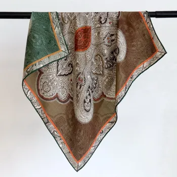 2023 Зимата квадратен шал от естествена коприна Кашу и вълна в ретро стил, коприна вълнен шал, универсална шал-кърпа с двустранно принтом различни цветове