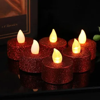 Оформление на батерии с блестящи свещи Дивали Супени гирлянди Начало декор Беспламенные свещ на Свещ Led лампа