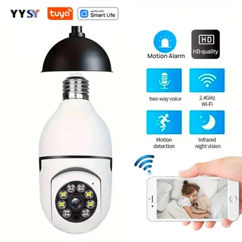 Умен дом Sasha 2.4 G Лампа E27 Wifi Камера за наблюдение HD Нощно видеонаблюдение охранителна Подкрепа на двустранния аудио мобилен трафик