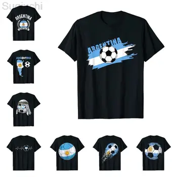 Футболна топка Аржентина Аржентински Футболен фен тениска от 100% памук, за мъже, дамски унисекс тениски, потници