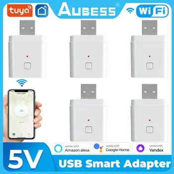 AUBESS Sasha Smart Micro USB Adapter Switch захранващ Адаптер 5V WiFi Mini USB Работи с Алекса Hey Go Ogle Alice за умни домове