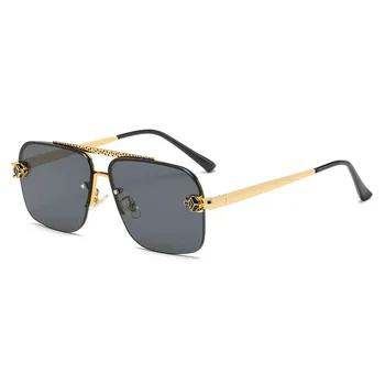 Нови Модни Слънчеви Очила За Шофиране Мъжки Луксозни Маркови Дизайнерски Слънчеви Очила С Леопардовой Главата си Мъжки Класически Очила с UV400 Gafas De Sol Mujer