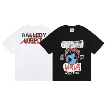 GALLERY КАТ тениска с логото на писмото Harajuku, свободни тениски в стил хип-хоп унисекс с къс ръкав