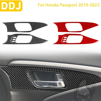 За Honda Passport 2019 2020 2021 2022 2023 Аксесоари Стикер за довършване на предната част на дръжката на вратата, вътрешността на колата е от въглеродни влакна