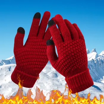 Crochet женски и зимни ръкавици с снежинками И дебели ръкавици с сито печат за възрастни Топли мъжки Мобилни Модни творчески