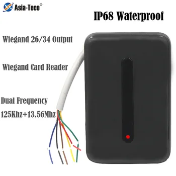 Четец на Карти за Контрол на Достъпа с RFID Четец IP68 Водоустойчив Двухчастотный 125 khz + 13,56 Mhz За Системи за Контрол на Достъп Wiegand Output