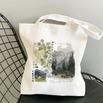 Моден тренд, нова реколта универсална дамски памучен чанта с принтом, множество чанта през рамо, женска бяла холщовая чанта.
