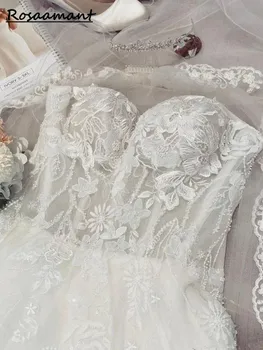 Елегантни булчински рокли в стил бохо, Плажни Дантелени сватбени рокли за младоженци, Луксозно богемное сватбена рокля трапецовидна форма robe de mariee