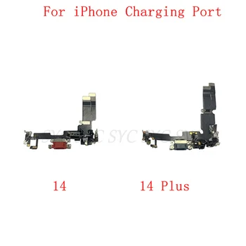 Оригинален USB порт за зареждане на Гъвкав кабел за iPhone 14 Plus, жак за зареждане с микрофон, резервни части за ремонт на