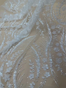Лейси плат Sequence, расшитая мъниста, Африканска лейси плат с Високо качество SYJ-13084812, Тюлевая лейси сватба за сватбата на шиене