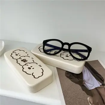 Бяло сладко калъф за очила от късогледство, удобен калъф за студентски точки от падане, кутия за съхранение, калъф за очила с мече