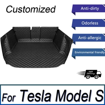 Подложка в багажника на колата за Tesla Model S 2015 2016 Килим за карго подложка Детайли на интериора, Аксесоари за Носене