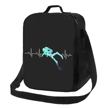 Чанта за обяд с изолация от Scuba Diving Heartbeat за жени, термоохладитель за водолази, кутия за bento за деца, ученици