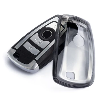 Черен Прозрачен Кола Ключодържател Case Cover Shell Титуляр За BMW F22 F30 F31 F34 F10 F11 F07 F01 F25 Автомобилни Аксесоари