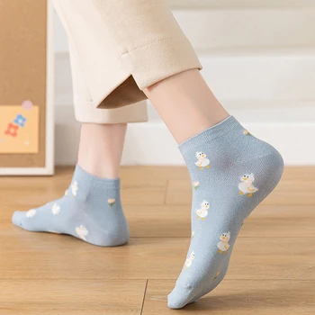 1 чифт женски чорапи с герои от анимационни филми, ежедневни сини чорапи-лодки в стил харадзюку, сладки невидими чорапи за забавна момичета, нескользящие чорапи на щиколотке