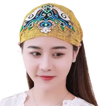 За момичета с бродерия във формата на цвете широката Страна Грим, Аксесоари за коса Превръзка на главата в Корейски Стил Дамски лента за коса, Завързана панделка за коса